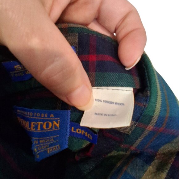 Pendleton shirt mens XXL Long Sir Pendleton worsted wool plaid button up USA - Picture 2 of 6